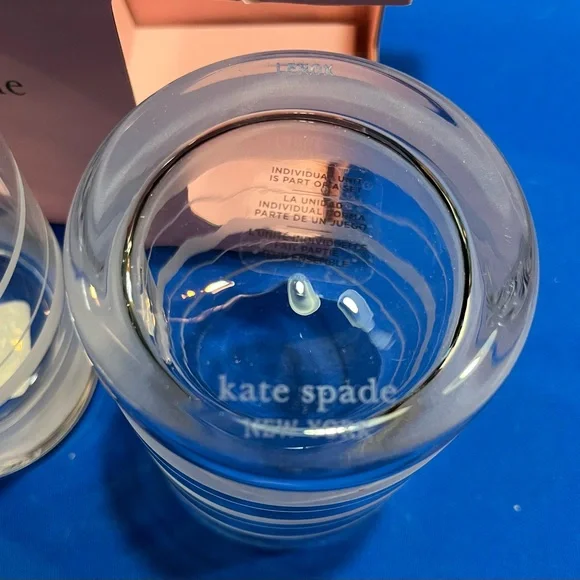 Kate Spade Hampton Street Etched Striped Whiskey Glasses Set of 2 NIB 12oz - Picture 6 of 8